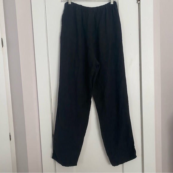Black wide leg linen pants, women’s size L - Picture 4 of 7